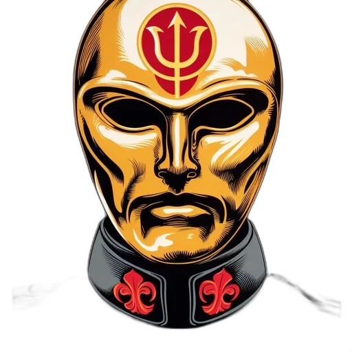 mask, concept art, comic book art, golden transparent PNG cut-out
