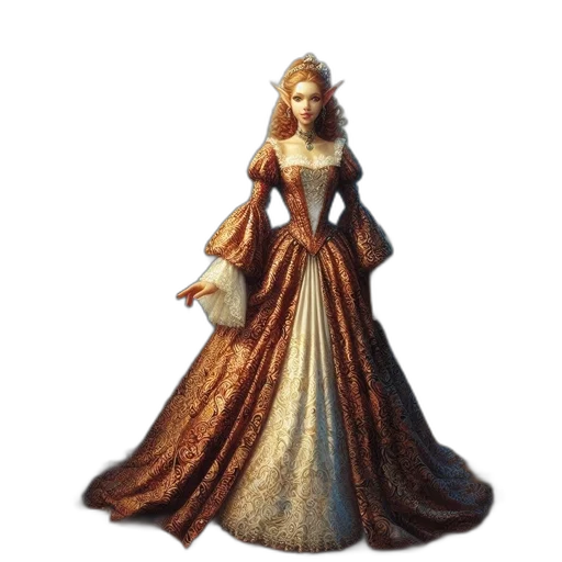 dress, crown, jewelry, 3d render transparent PNG cut-out