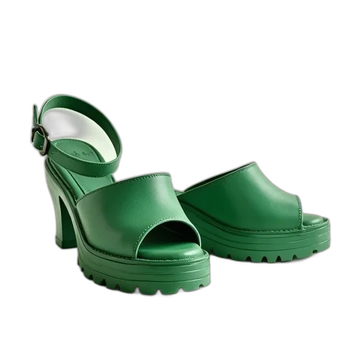 shoes, green, pair, sandals transparent PNG cut-out