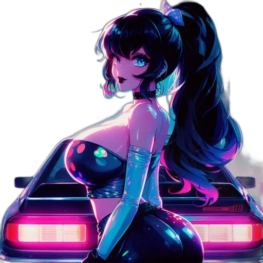 car, dress, robot, vaporwave transparent PNG cut-out