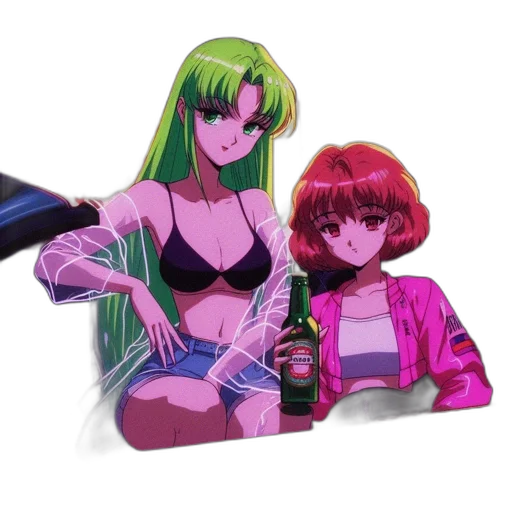 jacket, bottle, weapon, vaporwave transparent PNG cut-out