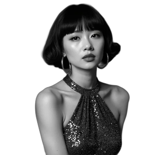 dress, face, jewelry, staff transparent PNG cut-out