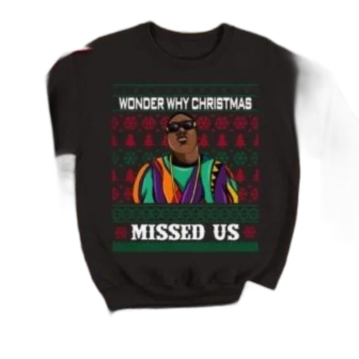 black, sweatshirt, festive, pattern transparent PNG cut-out