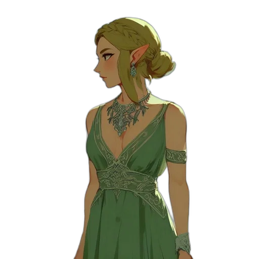 dress, jewelry, staff, fantasy art transparent PNG cut-out