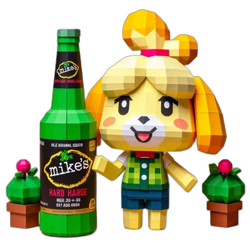 bottle, 3d render, pixel art, concept art transparent PNG cut-out