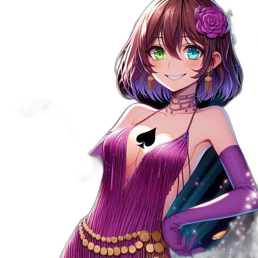 dress, jewelry, flower, staff transparent PNG cut-out