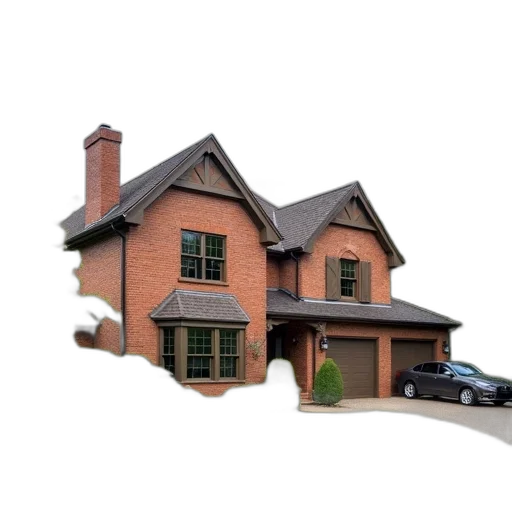building, 3d render, photorealistic, two-story transparent PNG cut-out