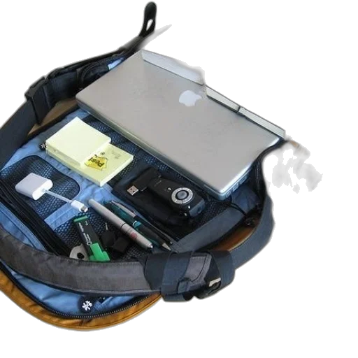 staff, laptop, camera, books transparent PNG cut-out