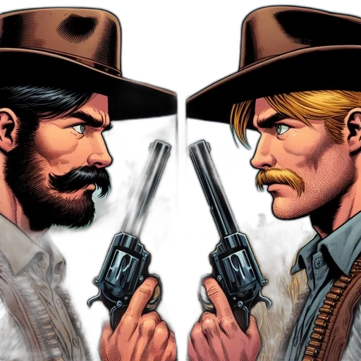comic book art, concept art, two, armed transparent PNG cut-out
