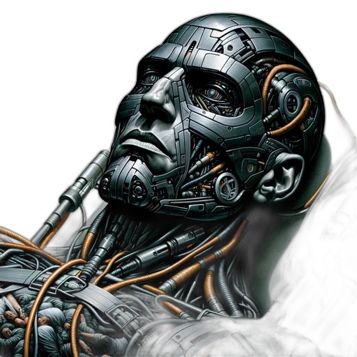 robot, face, mask, cyberpunk transparent PNG cut-out