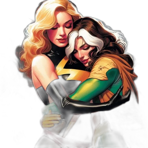 comic book art, concept art, two, contrasting transparent PNG cut-out