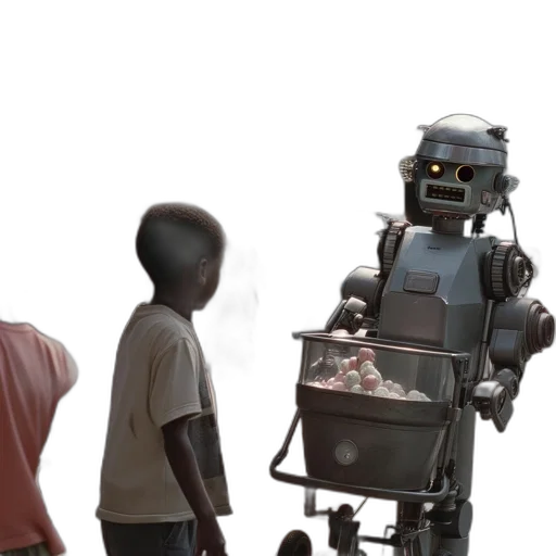 robot, concept art, 3d render, cyberpunk transparent PNG cut-out
