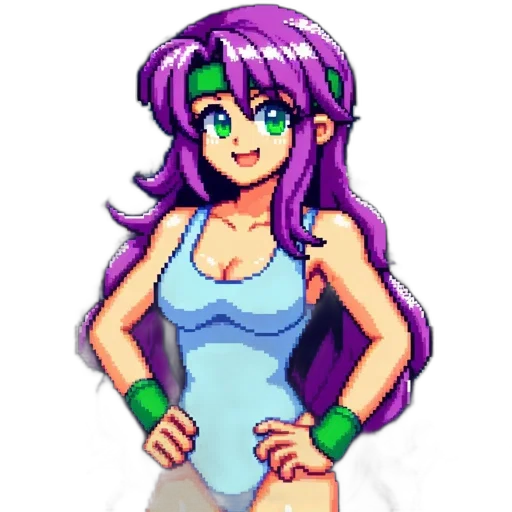 dress, staff, pixel art, anime transparent PNG cut-out