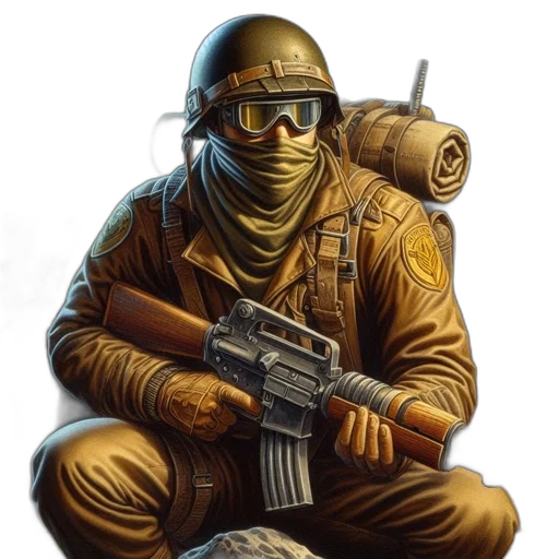 weapon, jacket, mask, face transparent PNG cut-out