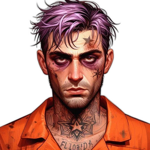 jacket, face, comic book art, cyberpunk transparent PNG cut-out