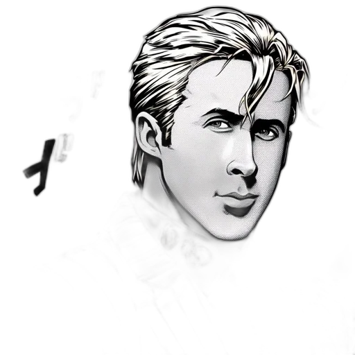 face, hair, comic book art, photorealistic transparent PNG cut-out