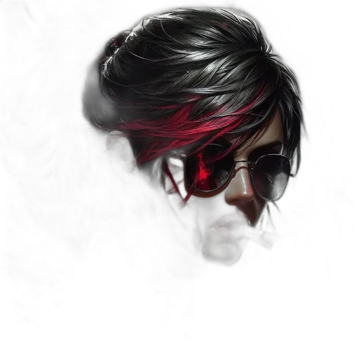 face, hair, mask, jacket transparent PNG cut-out