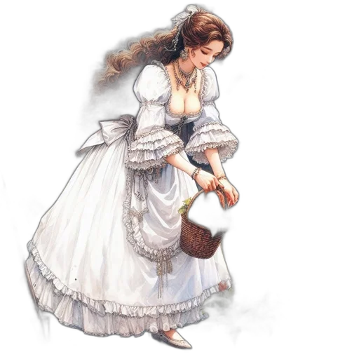 dress, staff, shoes, jewelry transparent PNG cut-out