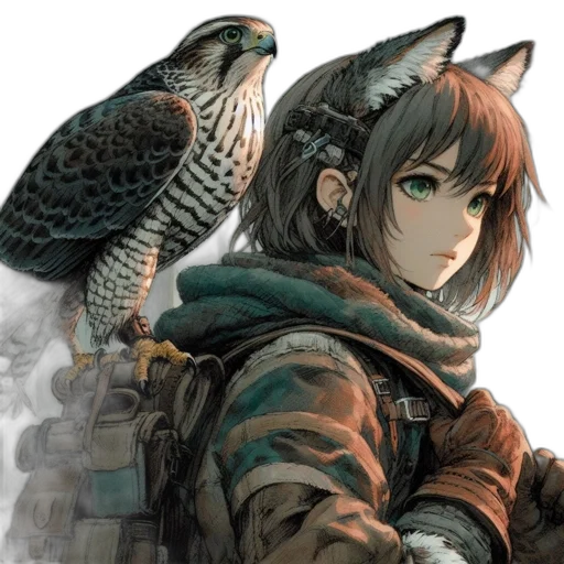 animal, jacket, weapon, fantasy art transparent PNG cut-out