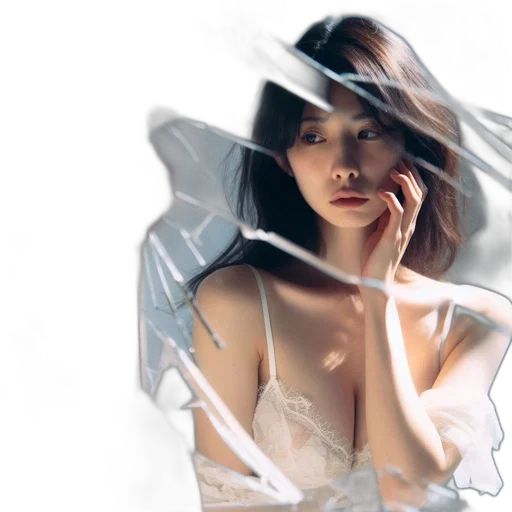 dress, face, photorealistic, oil painting transparent PNG cut-out