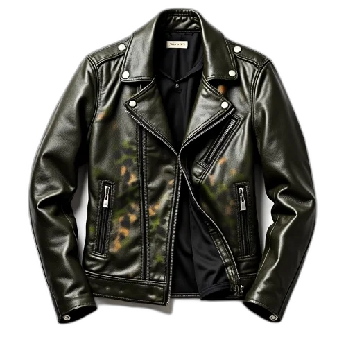 jacket, black, leather, pattern transparent PNG cut-out