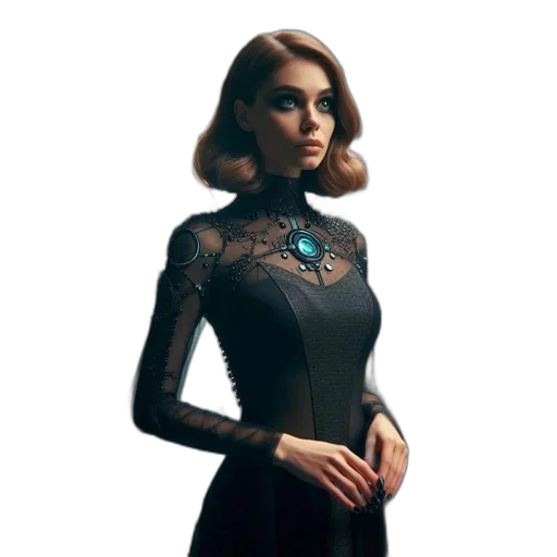dress, jewelry, face, staff transparent PNG cut-out