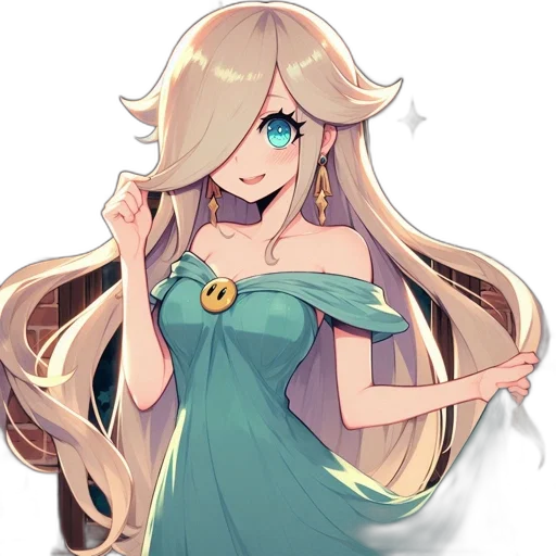 dress, staff, crown, hair transparent PNG cut-out