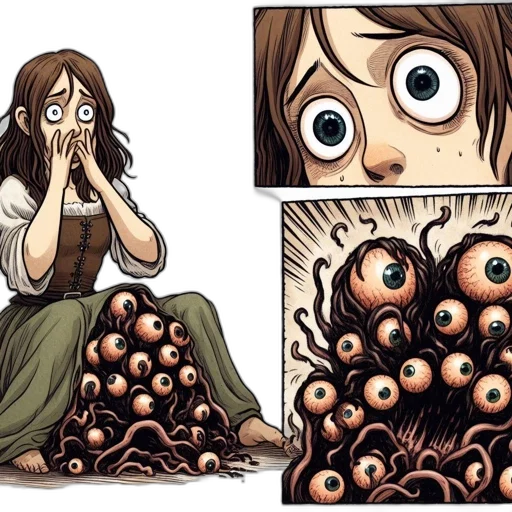 creature, dress, mask, comic book art transparent PNG cut-out