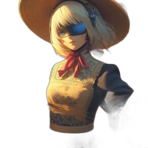 hat, staff, mask, dress transparent PNG cut-out