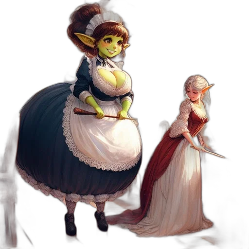 dress, staff, hat, concept art transparent PNG cut-out