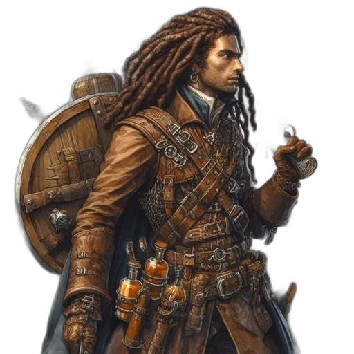jacket, staff, concept art, fantasy art transparent PNG cut-out