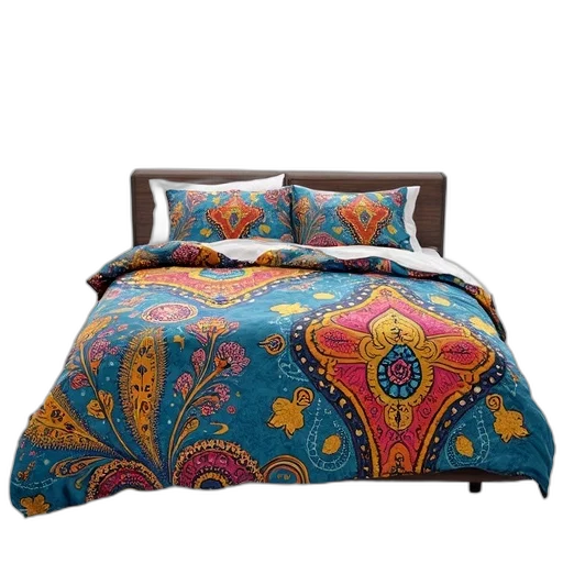 furniture, colorful, bed, paisley transparent PNG cut-out