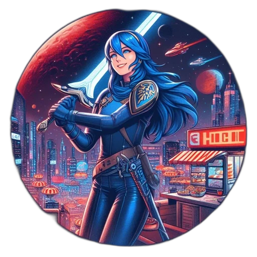 jacket, robot, staff, comic book art transparent PNG cut-out