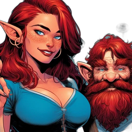 comic book art, fantasy art, concept art, two transparent PNG cut-out