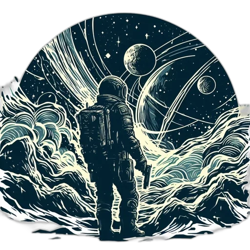 jacket, robot, creature, staff transparent PNG cut-out