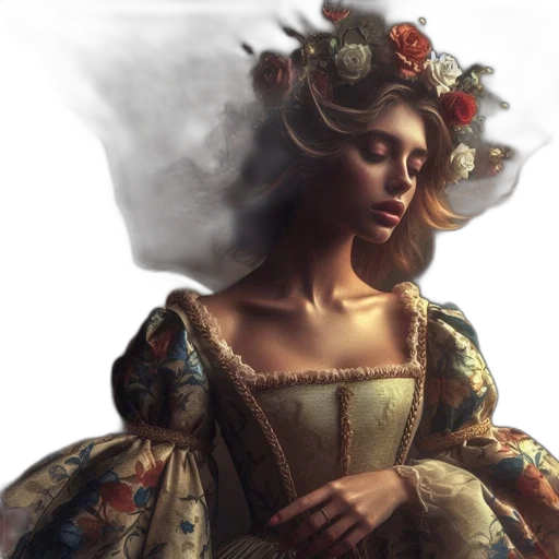 crown, dress, face, fantasy art transparent PNG cut-out