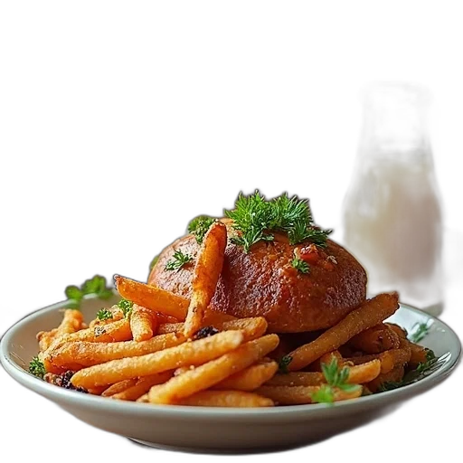 food, crown, photorealistic, 3d render transparent PNG cut-out