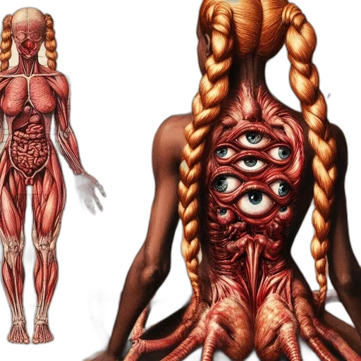 creature, concept art, 3d render, anatomically transparent PNG cut-out