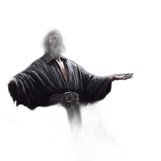 jacket, staff, creature, sword transparent PNG cut-out