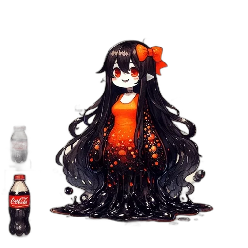 bottle, dress, hair, creature transparent PNG cut-out