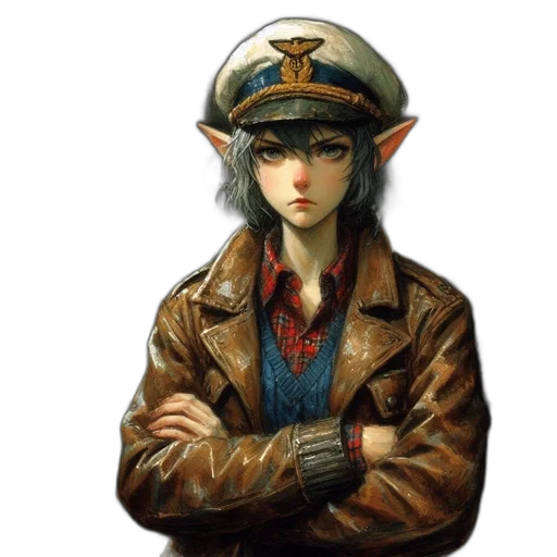 hat, jacket, staff, face transparent PNG cut-out
