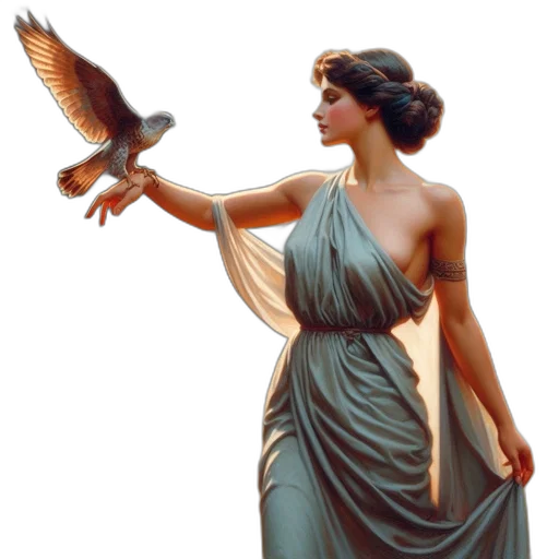 dress, jewelry, staff, photorealistic transparent PNG cut-out