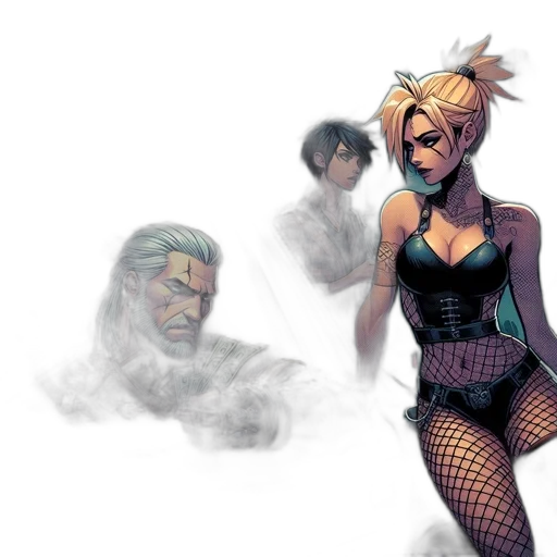 comic book art, concept art, cyberpunk, fantasy art transparent PNG cut-out
