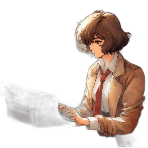 jacket, staff, weapon, face transparent PNG cut-out