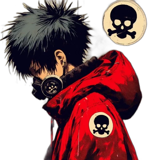 jacket, mask, comic book art, concept art transparent PNG cut-out