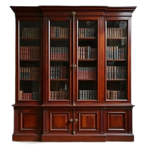 furniture, mahogany, bookcase, manner transparent PNG cut-out