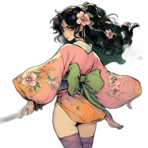 dress, flower, jacket, watercolor transparent PNG cut-out