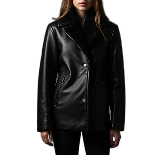 jacket, dark, black, lambskin transparent PNG cut-out