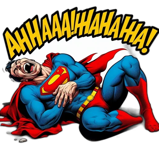 comic book art, superman, lies, ground transparent PNG cut-out