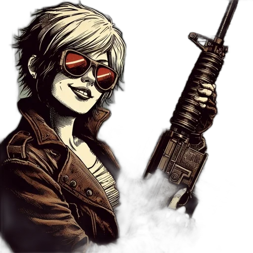 weapon, jacket, staff, comic book art transparent PNG cut-out